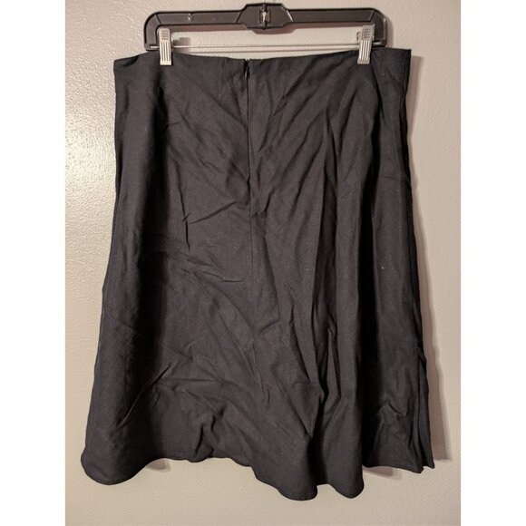 Vintage 90s Selene Sport Skirt XL Black Linen Rayon Midi A-Line Office Siren Y2K - Picture 4 of 6